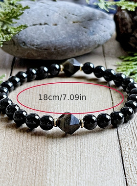 跨境爆款菱形切面宝石手链temu速卖通亚马逊TK男士个性黑曜石手链