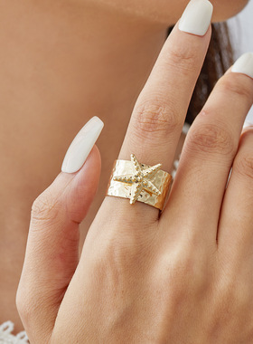 欧美饰品个性土耳其纹路蓝眼睛戒指恶魔之眼开口可调节指环