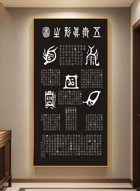五岳真形图挂画客厅背景墙LED带灯书房玄关风水镇宅装饰画国画