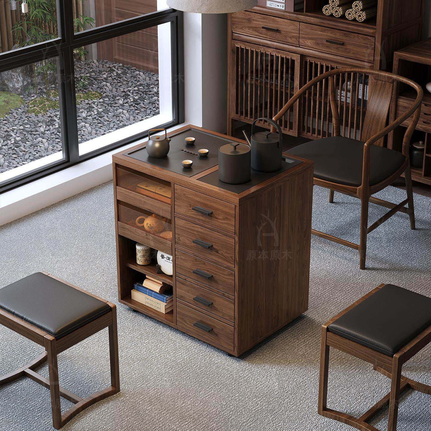原本原木阳台茶桌小户型可移动全实木茶边几泡茶带烧水茶水柜茶台,淘宝优惠券,粉丝福利购,淘宝优惠卷