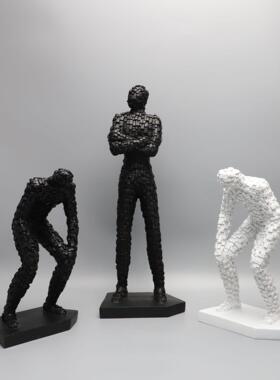 现代简约创意树脂马赛克人物摆件办公室样板间家居客厅桌面装饰品