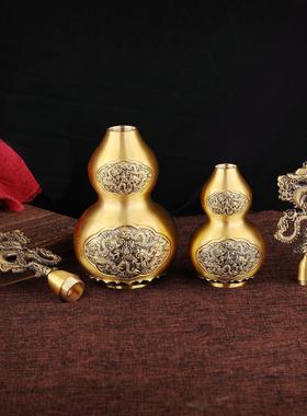 铜工艺品家居摆件风水摆件九龙葫芦铜摆件