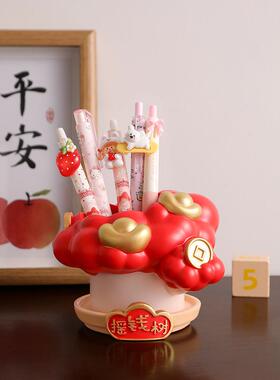 发财摇钱树笔筒摆件办公室桌面收纳盒装饰品毕业实用礼物送男女生