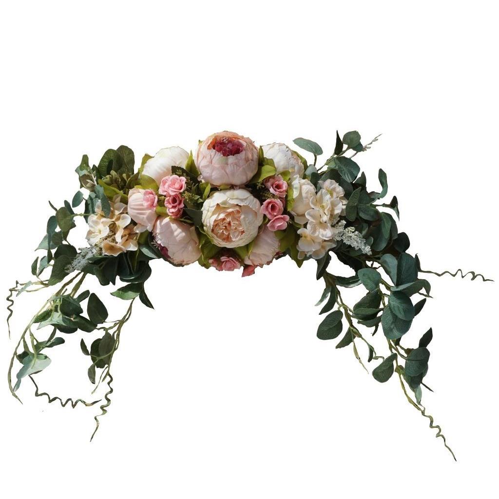 欧式彷真门楣壁挂家居餐桌花装饰彷真花花环门饰绢花摆件墙挂 - 图2