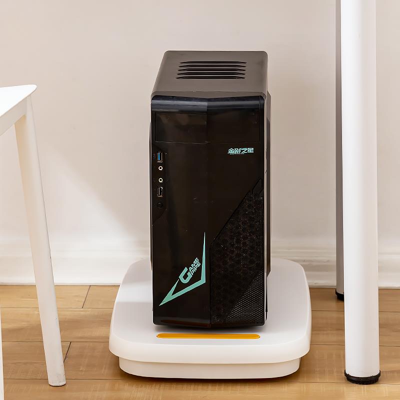 Host mobile bracket with wheels for home office under the table desktop computer case tray base increased placement rack