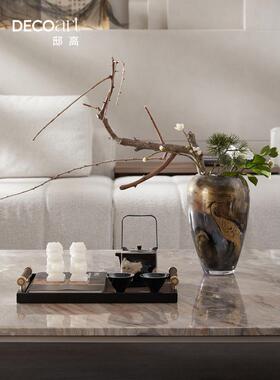 邸高中国风摆件装饰室内空间装修设计中式茶几意境花瓶高级感插花
