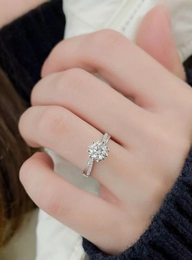 高定轻奢爆款人工培育银色扭壁双微雪花戒指女款气质百搭婚戒15