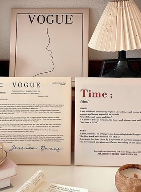 极简主义英文装饰画 复古抽w象人物线条挂画咖啡馆桌面摆台画软装