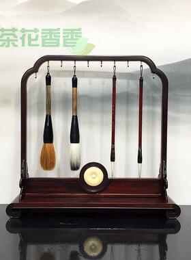 样板房新中式书房摆件毛笔架实木毛笔架子笔挂笔架文房四宝软装饰