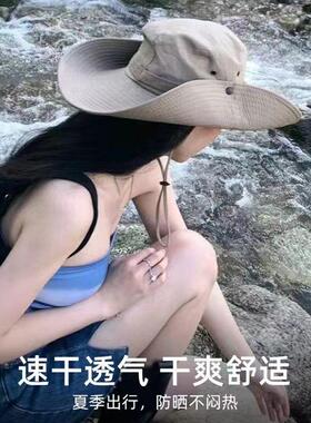 西部牛仔帽女旅游露营渔夫帽夏季防晒遮阳帽户外登山太阳帽子男潮