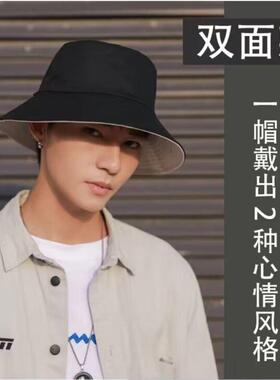 大头围双面帽子潮流男士春夏季渔夫帽遮阳防晒骑车通用帅气盆帽