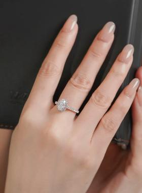 莫桑戒指鸽子蛋钻满镶嵌椭圆