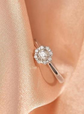 莫桑戒指小初花50分雪花钻戒