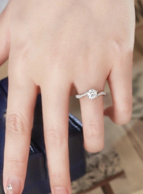 YUDANDUN莫桑戒指1克拉六爪扭臂满钻镶嵌优雅时尚高级婚戒钻戒女