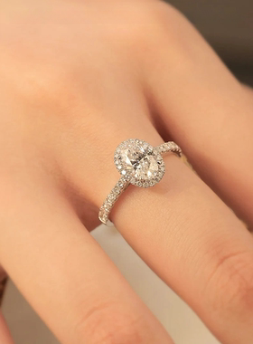 莫桑戒指鸽子蛋钻满镶嵌