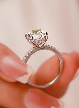 莫桑戒指鸽子蛋满钻镶嵌奢华大气