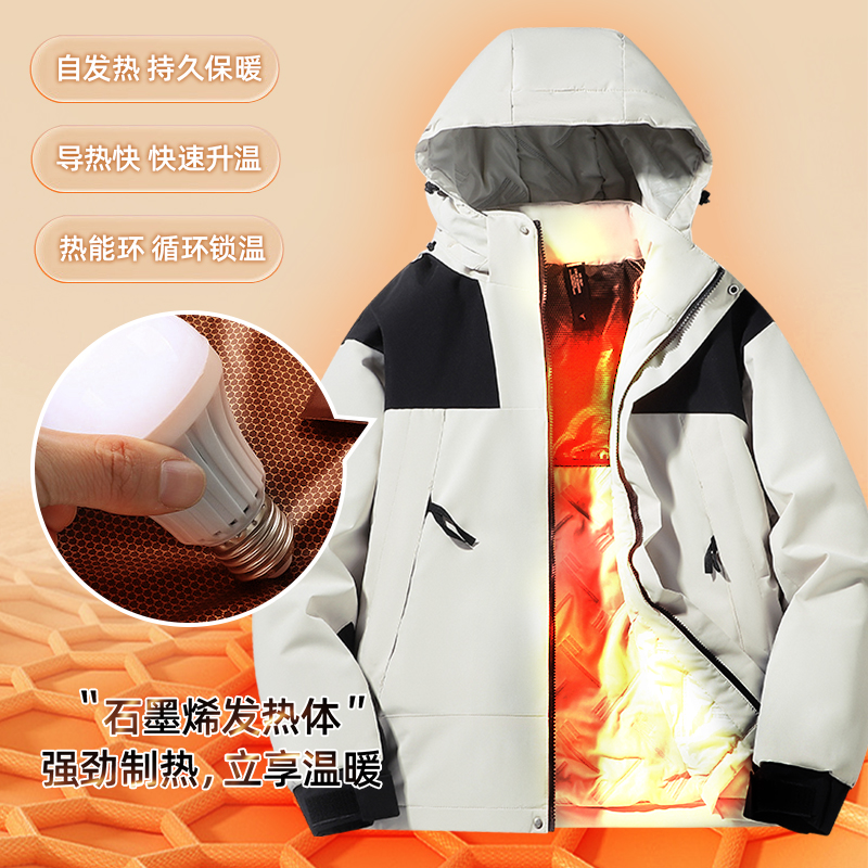 oksty2024年新款棉服情侣男女款冬季冲锋衣加绒加厚夹克外套