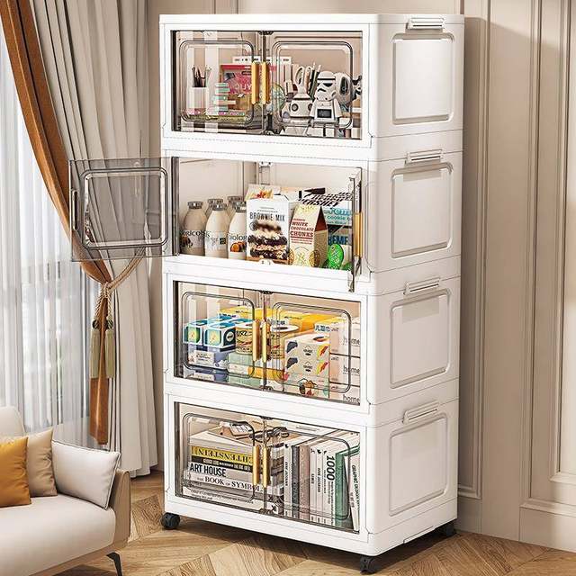 -Wide-wide storage cabinet folding storage box Home living room toy cabinet Double door snack storage cabinet
