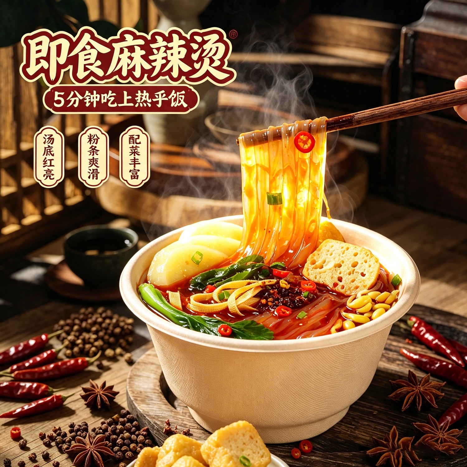 Class cadre casserole spicy hot pot boxed no-cook spicy oden late night snack instant spicy mixed hot pot powder whole box