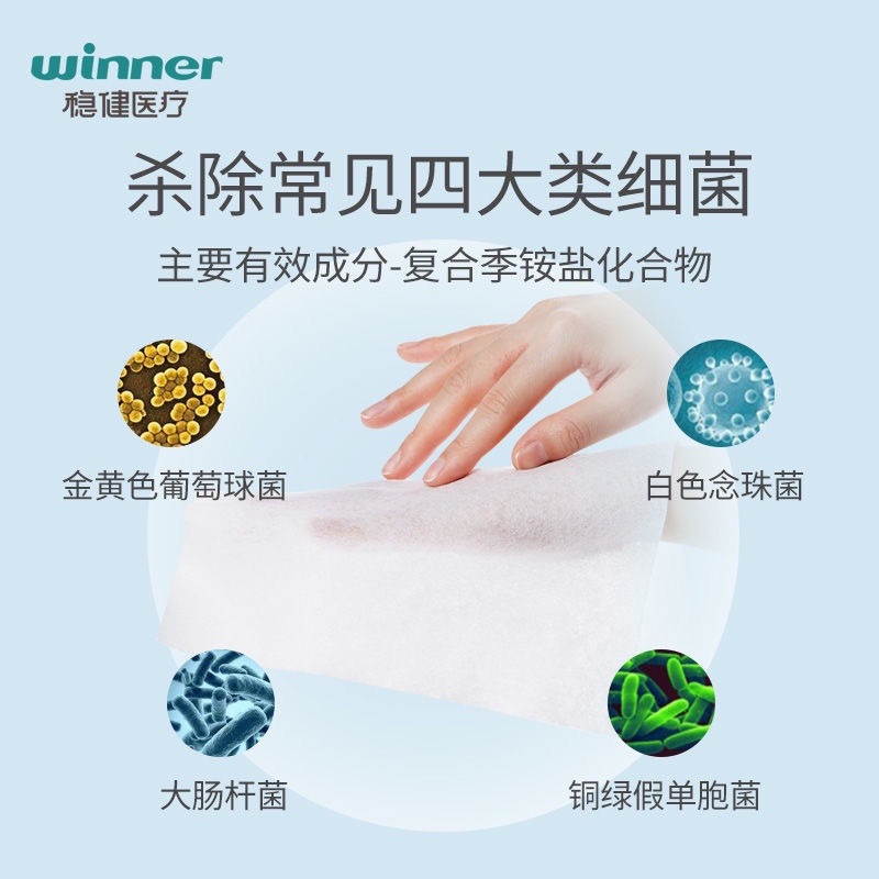 winner稳健医疗消毒卫生湿巾纸一次性清洁抑菌50片/袋-20cmX26cm