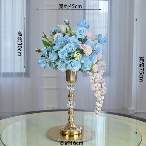 仿真花假花高档电镀水晶桌花酒店婚礼宴会圆桌ktv装饰摆件餐桌花 - 图3