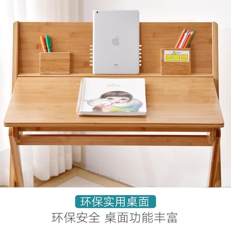 Foldable children's study table student desk solid wood desk home writing desk and chair environmentally friendly computer desk free of installation