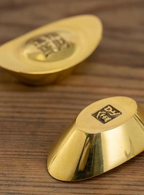 工厂黄铜元宝金条实心纯黄铜摆件大号家居摆设家居工艺品