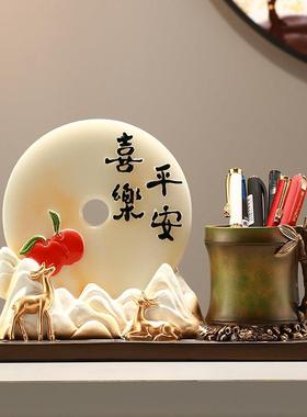 创意客厅流沙画小鹿摆件书房装饰品办公室笔筒摆设送老师学生礼物