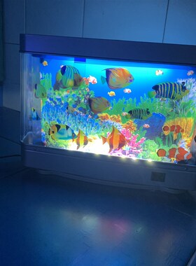 Led亚亚鱼缸仿真鱼缸造景迷你水族馆景观ins风梦核装饰灯台灯