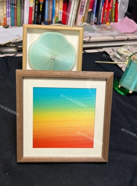 木质蚕丝日出渐变壁画DIY成品