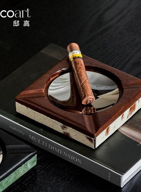 法式中古风软装茶几桌面托盘纸巾A盒烟灰缸摆件组合样板间美陈装