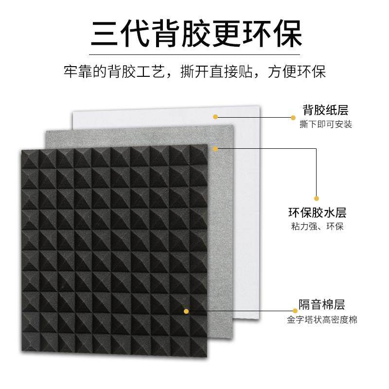 跨境金字塔隔音海绵墙体自粘吸音棉直播间录音棚装饰隔音板隔音棉,淘宝优惠券,粉丝福利购,淘宝优惠卷