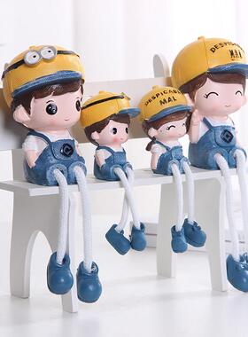 家居墙上置物架装饰品小摆件吊脚娃娃客厅电视酒柜工艺品摆设创意