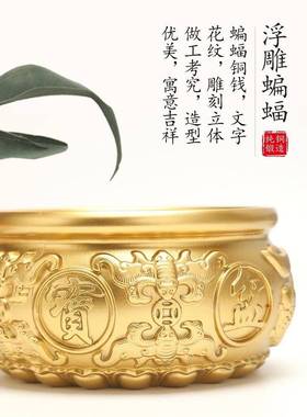 纯铜聚宝盆饰品，吸引财富，家庭客厅，入口大厅，办公室存钱罐，