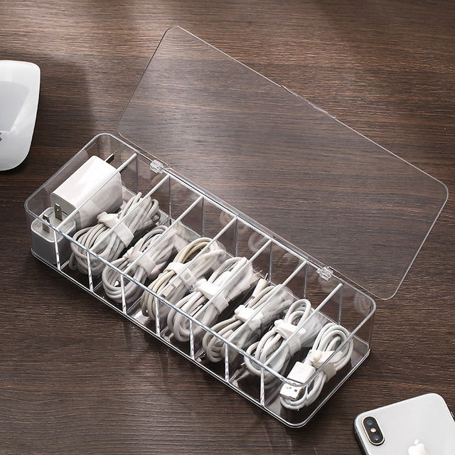 Headphone data cable with cover storage box power charging cable sorting artifact mobile phone charger desktop cable management
