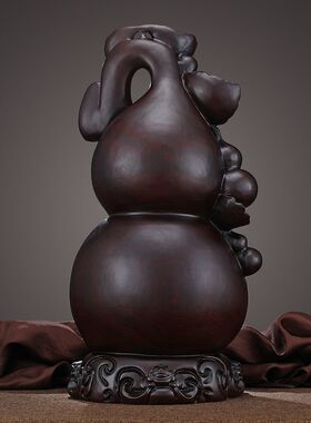 黑檀木雕葫芦摆件实木招财客厅电视柜酒柜装饰品新房乔迁新居礼品