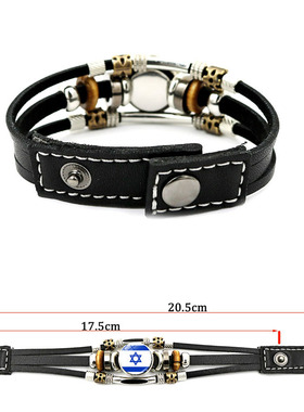 巴勒斯坦按扣皮革手链