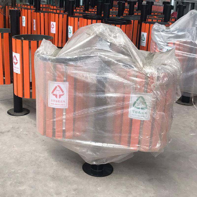 厂家定户外钢木双通垃圾桶圆形立柱式公园分类果皮箱实木垃圾桶,淘宝优惠券,粉丝福利购,淘宝优惠卷