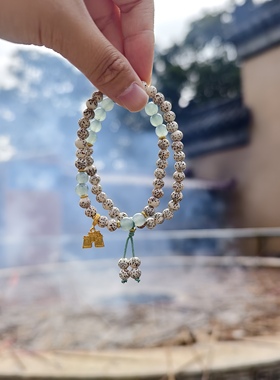 南京鸡鸣代寄鸡鸣九宝手链双圈菩提绿色手链前程似锦女生手串