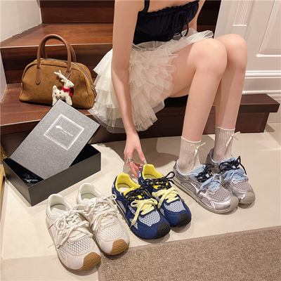 明星同款德训鞋夏季新款时尚百搭休闲阿甘鞋女软底内增高透气-AK