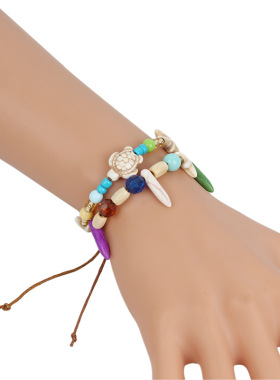 欧美新款海星海龟贝壳手链沙滩风情侣手环时尚巴洛克手串现货