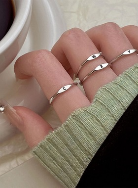 跨境热销字母戒指 创意情侣姓氏戒指可调节开口26字母戒指指环