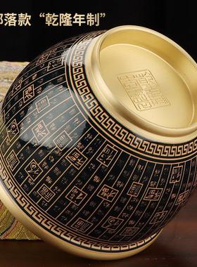 黄铜彩绘米缸家用客厅全真黄铜米缸聚财纯铜招财米缸开业礼品摆件