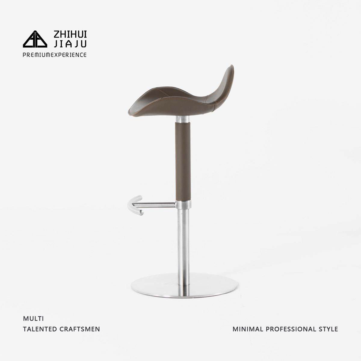知绘丨包豪斯不锈钢吧台椅马鞍皮高脚椅家用岛台椅升降旋转酒吧椅,淘宝优惠券,粉丝福利购,淘宝优惠卷