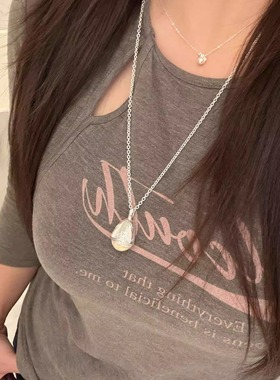 PAPANI趴趴妮12/23 白水晶松果项链铜镀银毛衣链个性独特设计感