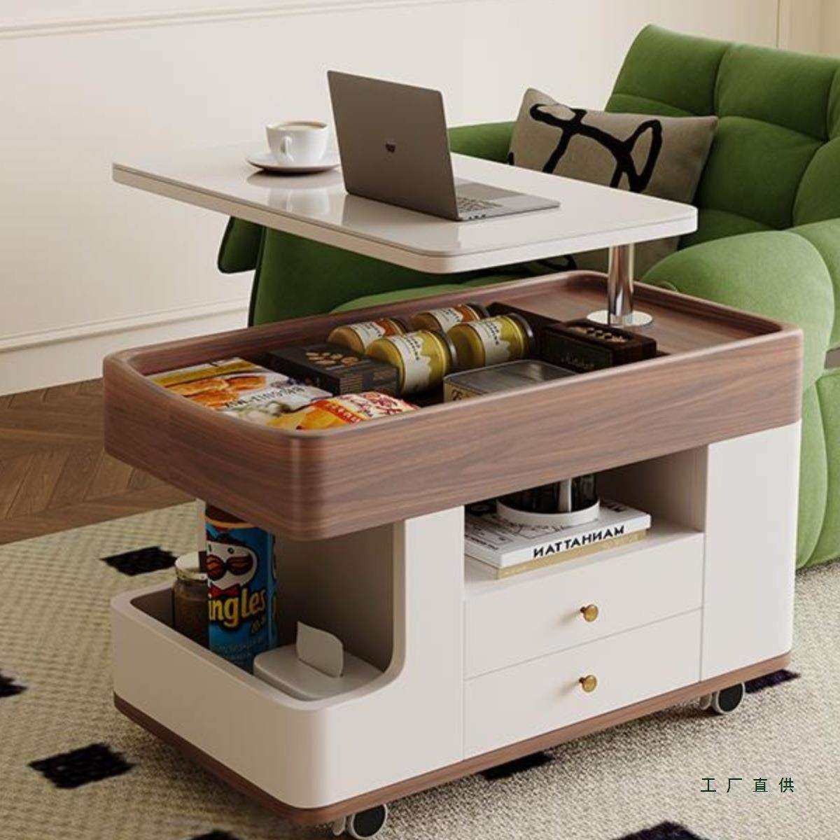 实木边几可移动沙发边柜侧边柜小户型客厅储物小推车岩板升降茶几,淘宝优惠券,粉丝福利购,淘宝优惠卷