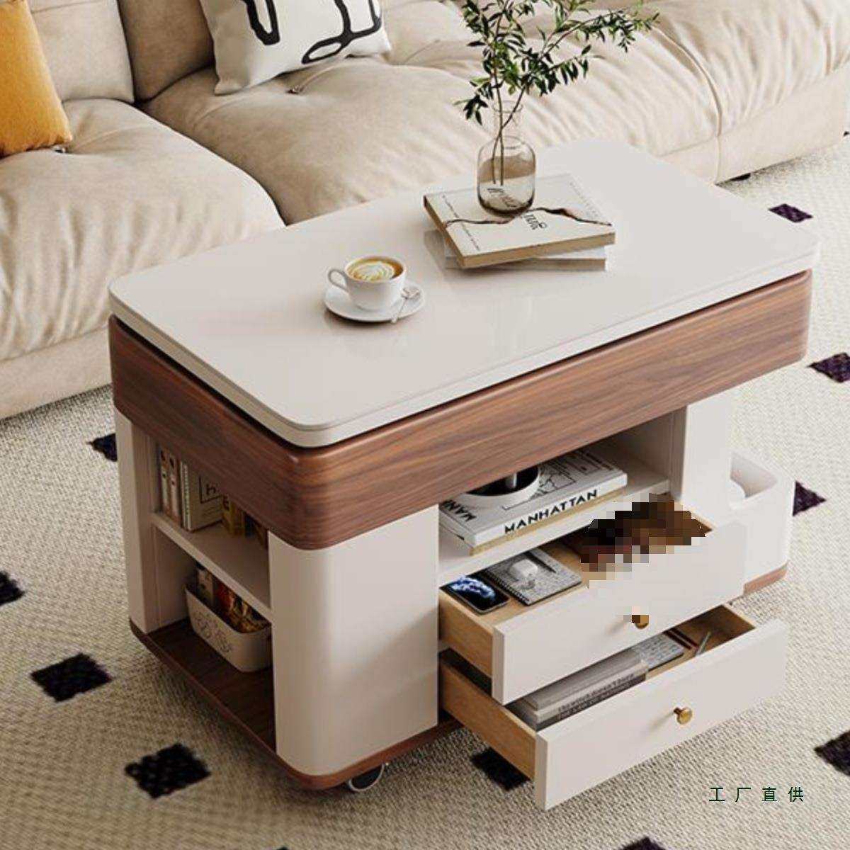 实木边几可移动沙发边柜侧边柜小户型客厅储物小推车岩板升降茶几,淘宝优惠券,粉丝福利购,淘宝优惠卷