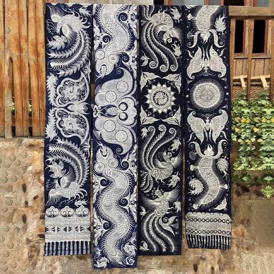 Customized batik tie with ethnic style pattern hanging cloth