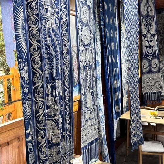 Customized batik tie with ethnic style pattern hanging cloth