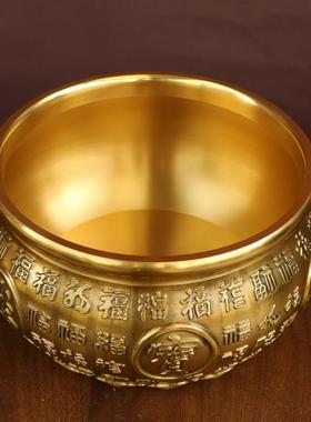 黄铜百福聚宝盆摆件招财聚财香炉百福存钱罐米缸家居乔迁店铺开业